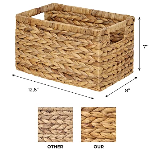 Natural Water Hyacinth Woven Storage Baskets with Handles, Set of 6 F62590