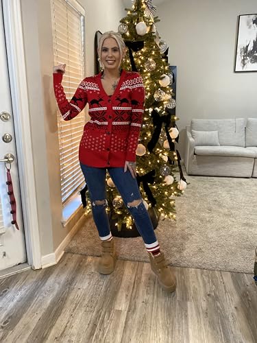 Funny Christmas Cardigan for Women Open Front Knit Coat W4033