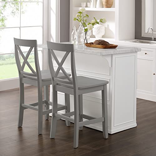 Kitchen Island with Faux Marble Top, White Q277