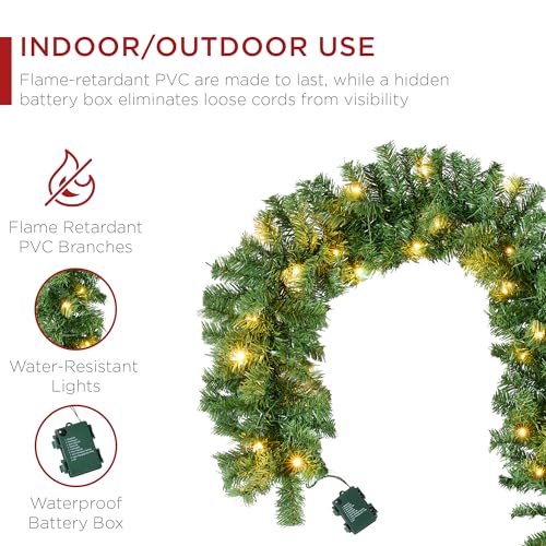 Pre-Lit Holiday Christmas Garland for Stairs, Fireplace with 50 Lights U582051