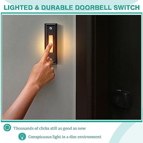 Wired Doorbell Chime Kit with 2 Lighted Push Buttons for Front and Rear Door U62055
