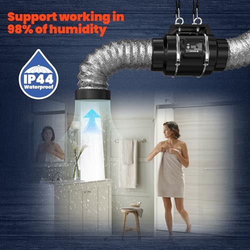6" Inline Duct Fan, 402 CFM Ventilation Exhaust Fan with Manual Controller P904
