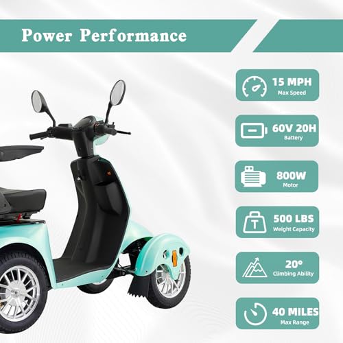4 Wheel Mobility Scooter for Adults, 800W Heavy Duty, All Terrain with Seat K744