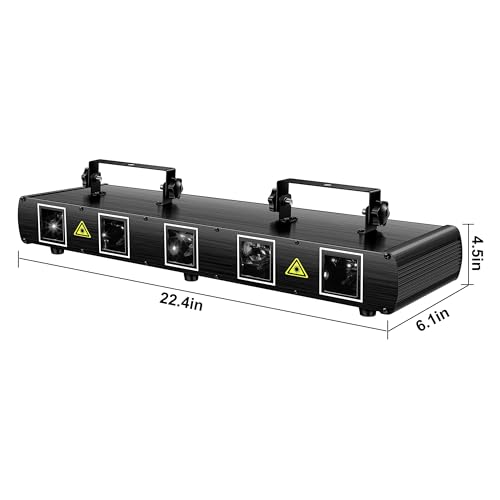 Stage Laser Light, 5 Beam Sound Activated DJ Party Lights with Remote Control P243197