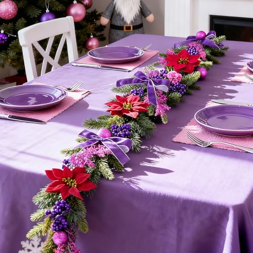 6.6 ft Christmas Garland with Faux Cedar and Glitter Berry P303