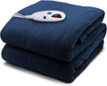 Biddeford Blankets Microplush Electric Heated Throw Blanket with Adjustable Heat Settings and Auto Shut-Off Timer, Machine Washable, Digital Controller, Throw, Navy