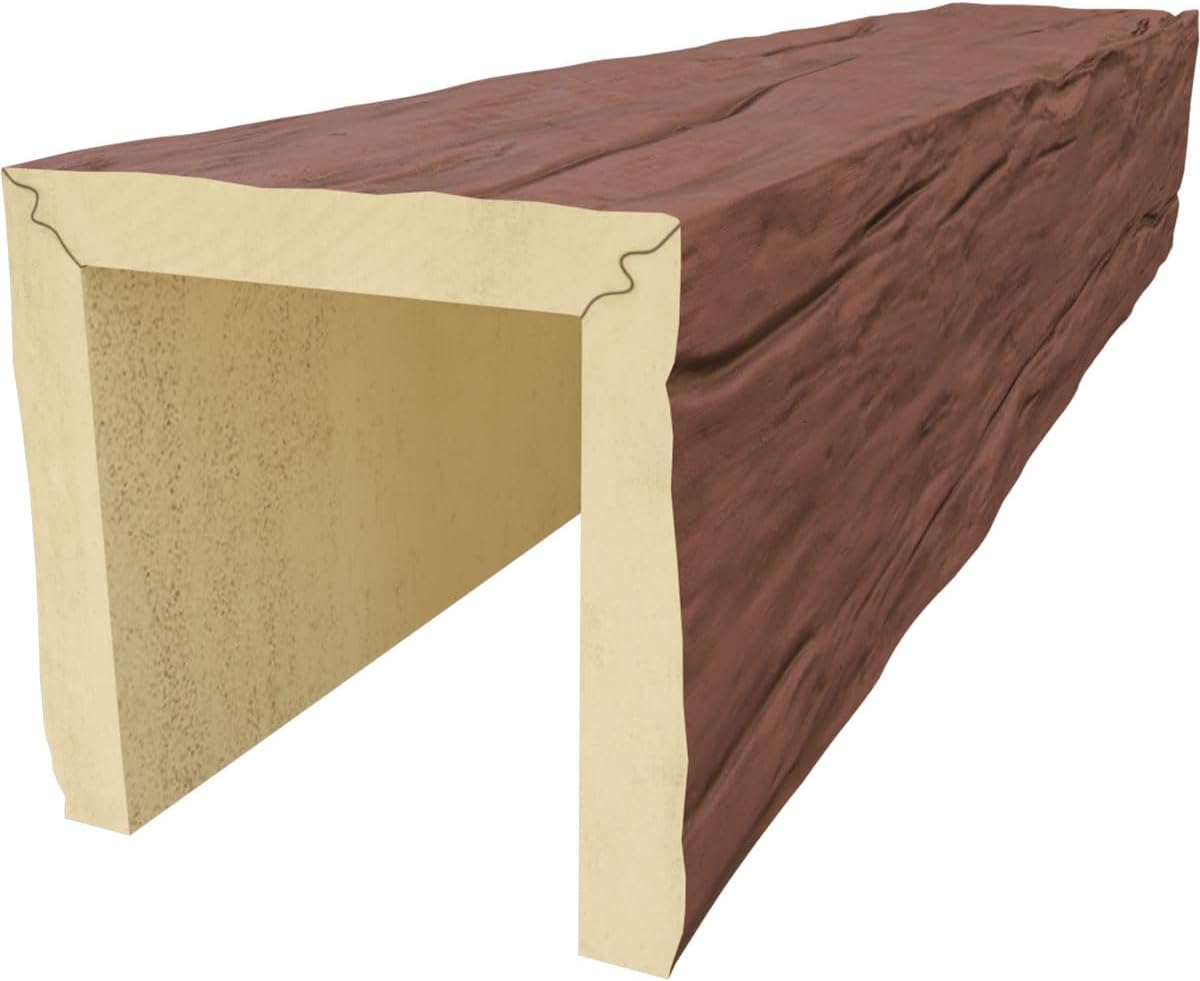 Faux Wood Ceiling Beams, 8-in W x 8-in H x 8-ft L, Redwood E5574