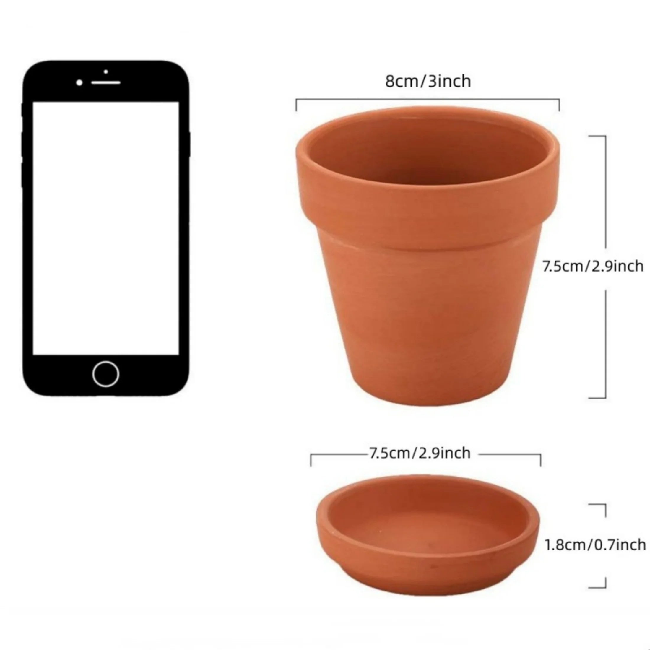 3 Inch Terracotta Pots with Saucer, 4 Pack for Succulent Display F4914