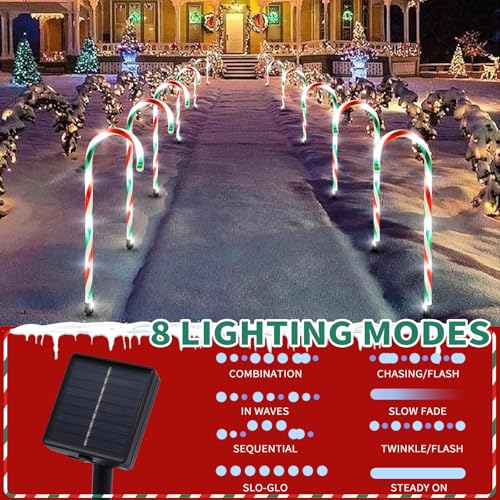 Candy Cane Solar Pathway Lights 15FT Outdoor Christmas Yard Decor E828701
