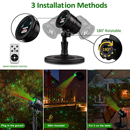 Christmas Laser Lights Red and Green Star Show for Indoor Outdoor Decor N5581