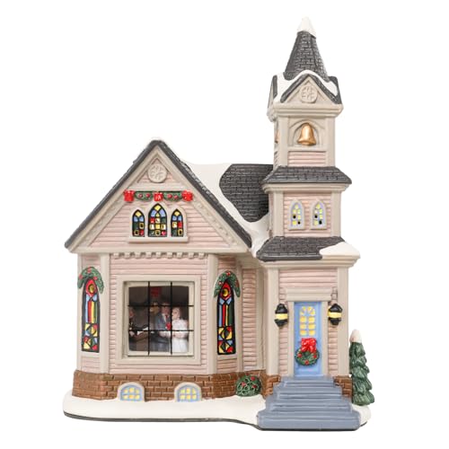 Ceramic Christmas Houses with Warm LED Light Y89884
