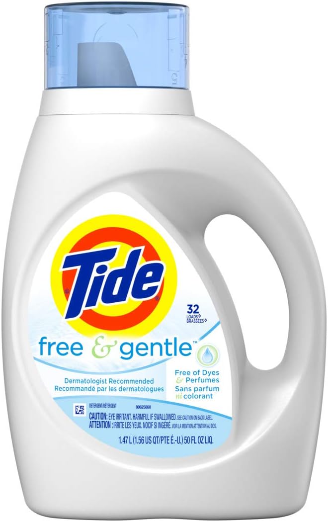 Tide Free & Gentle Liquid Laundry Detergent, Unscented, 1.47 L (32 Loads)