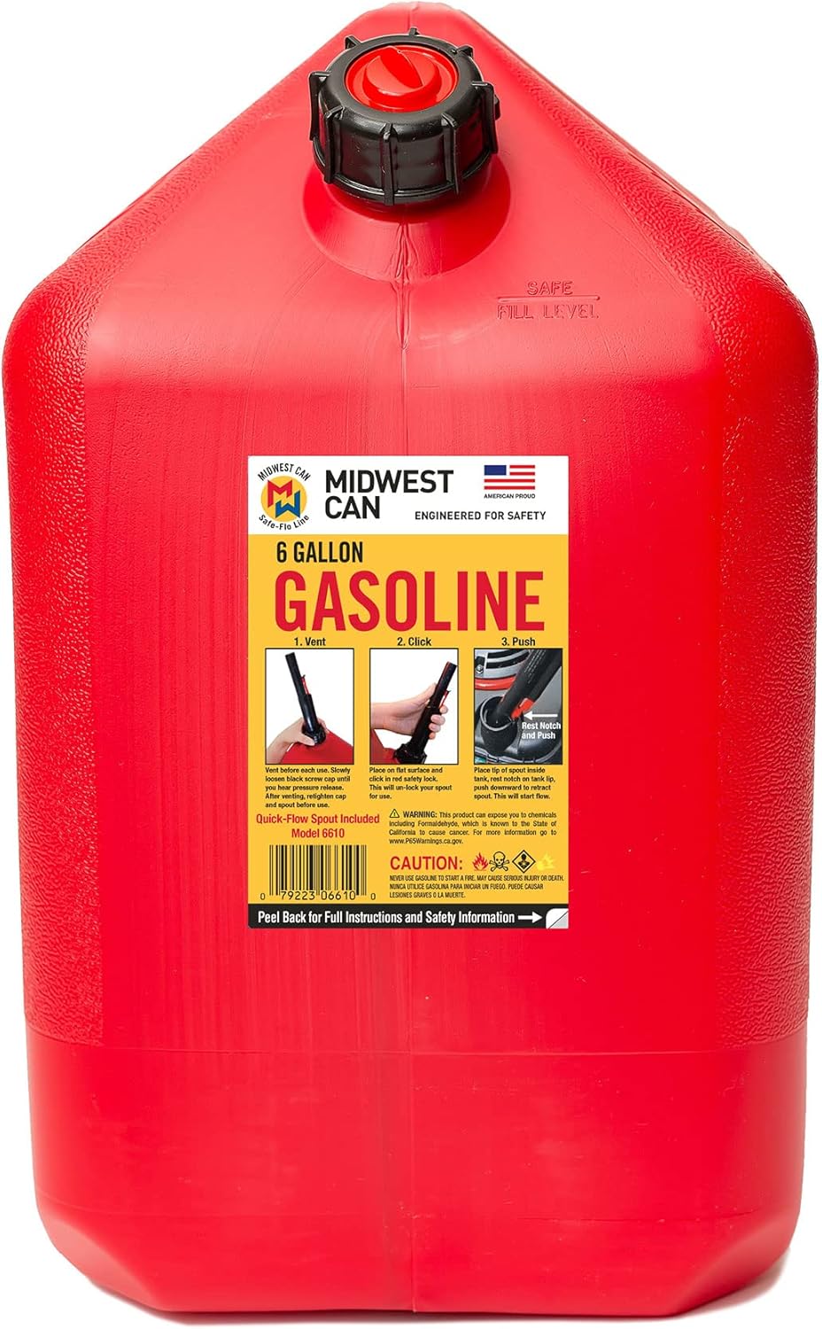 6 Gallon Gasoline Can with Auto Shut Off Spout L807