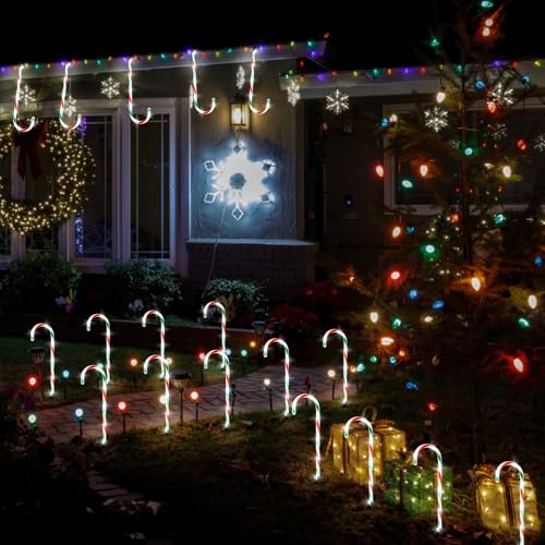 Candy Cane Solar Pathway Lights 15FT Outdoor Christmas Yard Decor E828701
