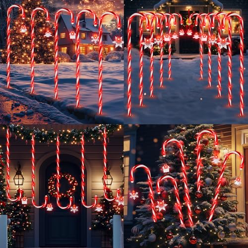 Solar Christmas Candy Cane Lights Outdoor, 20 Pack 110 LED, 8 Modes G4266