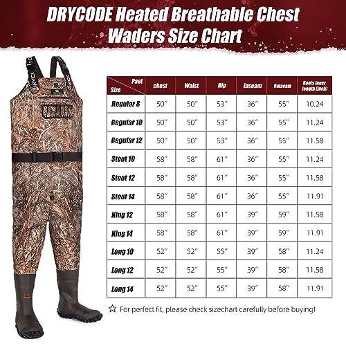 Waterproof Fleece-Lined Chest Waders for Men with Insulated Boots G334