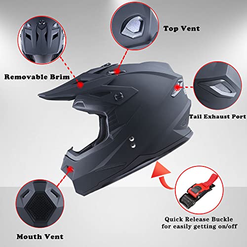 Adult Motocross Helmet Full Face Racing Style Matt Black D9788