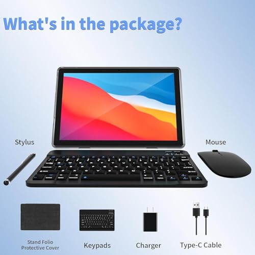 10 Inch Tablet with Keyboard Mouse, 6GB RAM 64GB ROM, IPS Touch Screen O15451