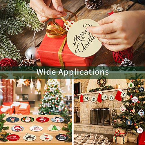 50PCS 4-Inch Wooden Christmas Ornaments, Unfinished Pre-Drilled Wood Slices for DIY Crafts G888