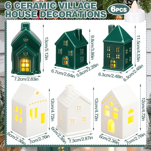 Ceramic Christmas Village Houses LED Lighted Set for Tabletop Mantel Decor K3883