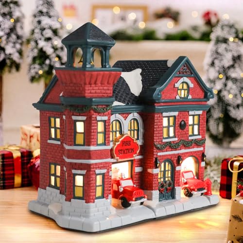 Ceramic Christmas Houses with Warm LED Light Y89884