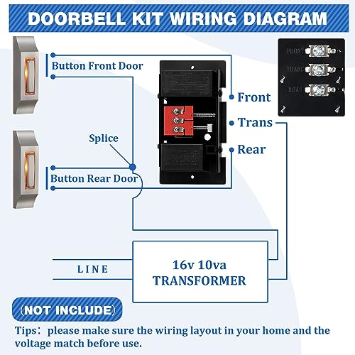 Wired Doorbell Chime Kit with 2 Lighted Metal Push Buttons E740031