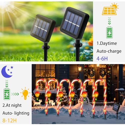 Outdoor Solar Christmas Decorations, 180 LED Candy Cane Lights, 8 Modes, Waterproof G88930