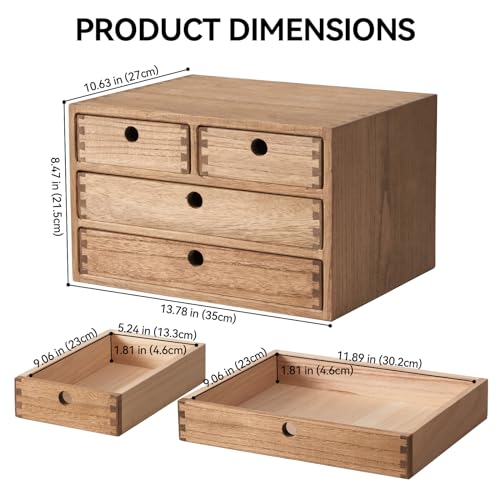 Natural Wooden Desktop Organizer with 3 Drawers I779