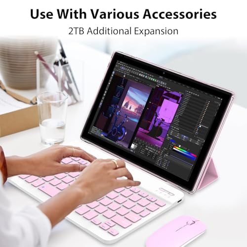 Tablet 10 Inch, 18GB RAM 128GB ROM, 2 in 1 with Keyboard Mouse Stylus G64709
