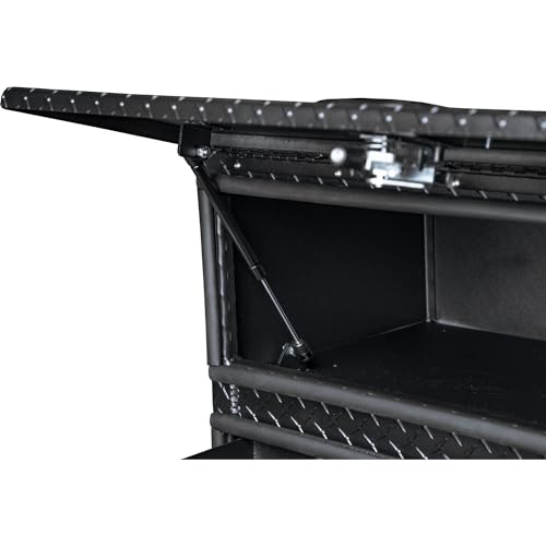 Aluminum Heavy-Duty Flatbed Truck Tool Box with Lower Door, Diamond Tread, 21 x 18 x 72 Inch G66991