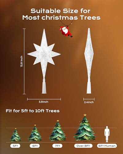 Christmas Tree Star Topper Lighted 3D Plug In Indoor Holiday Decor N7897
