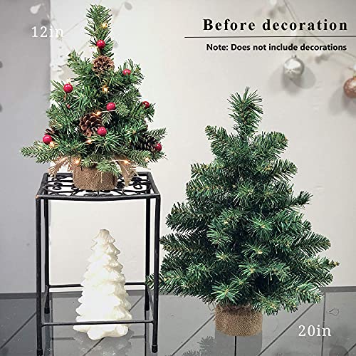 Pre-Lit Artificial Mini Christmas Tree, 20 Inch with 40 LED Lights, Battery Operated Tabletop P515