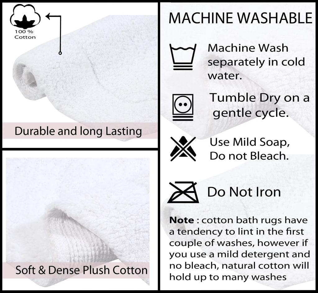 100% Cotton Tufted Bath Rug, Non-Slip, Machine Washable, 22x60 Runner A501