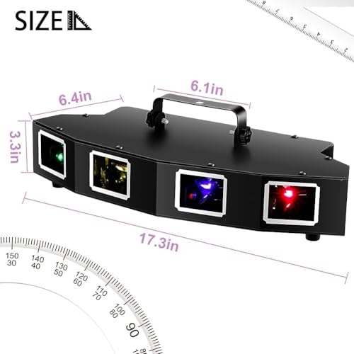 Stage Laser Light, 5 Beam Sound Activated DJ Party Lights with Remote Control P243197
