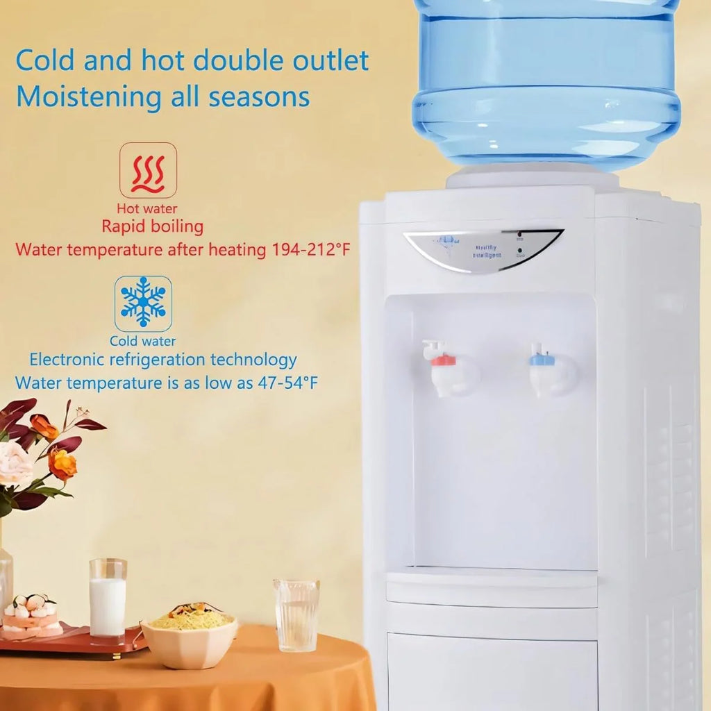 Water Cooler Dispenser for 5 Gallon Bottle, Top Loading, Hot and Cold, with Storage Cabinet V956117