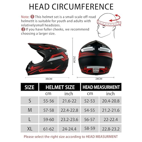 Kids Motocross Helmet with Goggles Gloves & Mask, Full Face DOT Certified O61794