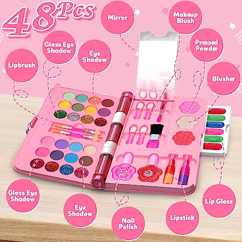 Kids Makeup Kit for Girls, Washable Play Makeup Set with Mirror I9264